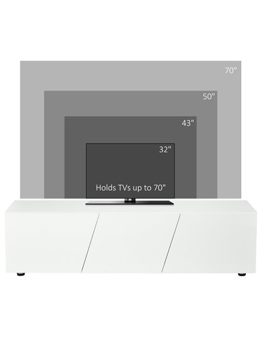 HOMCOM TV Cabinet Stand for TVs up to 70" with 3 Cupboards, Storage Shelves, White