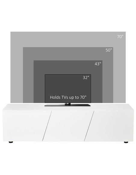 HOMCOM TV Cabinet Stand for TVs up to 70" with 3 Cupboards, Storage Shelves, White - pic 22881 | FastDaddyshop