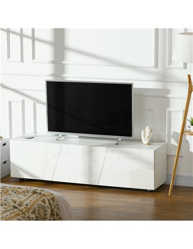 HOMCOM TV Cabinet Stand for TVs up to 70" with 3 Cupboards, Storage Shelves, White
