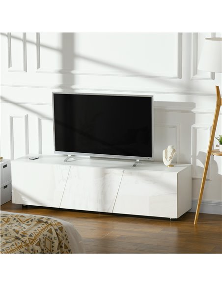 HOMCOM TV Cabinet Stand for TVs up to 70" with 3 Cupboards, Storage Shelves, White - pic 22882 | FastDaddyshop