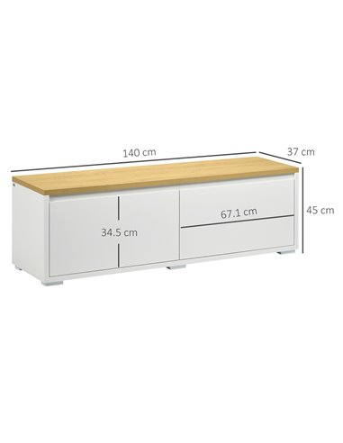 HOMCOM Modern TV Stand with 2 Cupboards for TVs up to 65 Inches, White
