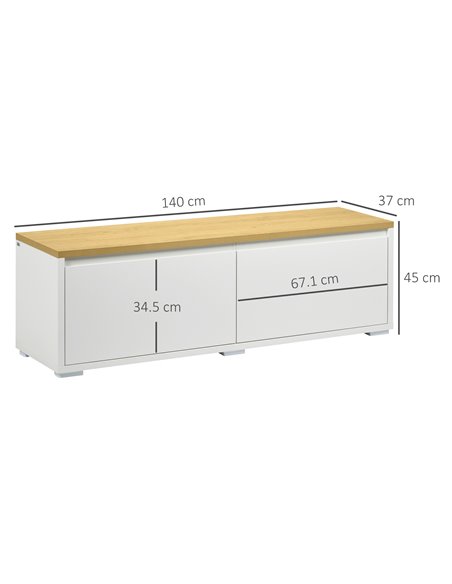 HOMCOM Modern TV Stand with 2 Cupboards for TVs up to 65 Inches, White - pic 22886 | FastDaddyshop