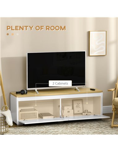 HOMCOM Modern TV Stand with 2 Cupboards for TVs up to 65 Inches, White