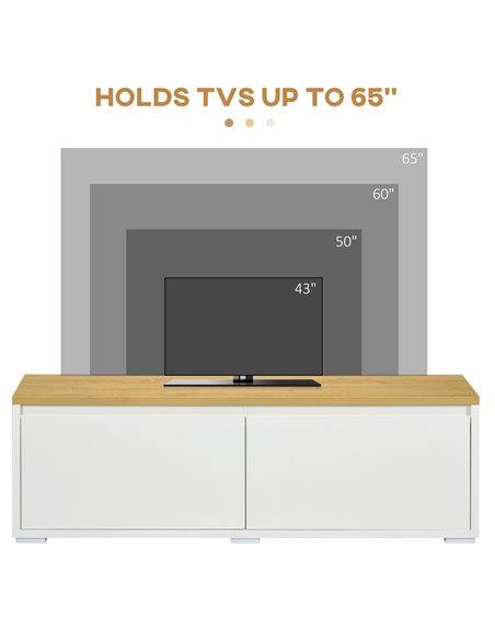 HOMCOM TV Stand, 140cm Modern TV Unit with 2 Cupboards for TVs up to 65 Inches, Wood Entertainment Unit for Living Room, White - pic 22888 | FastDaddyshop