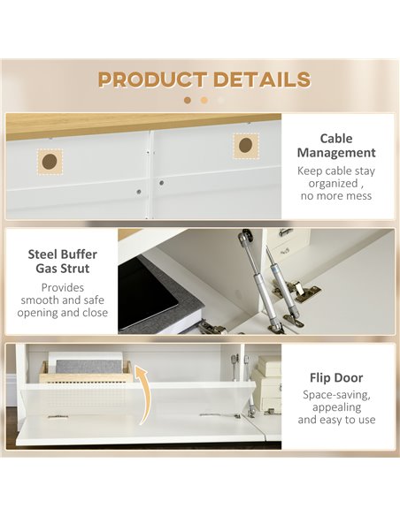 HOMCOM TV Stand, 140cm Modern TV Unit with 2 Cupboards for TVs up to 65 Inches, Wood Entertainment Unit for Living Room, White - pic 22889 | FastDaddyshop