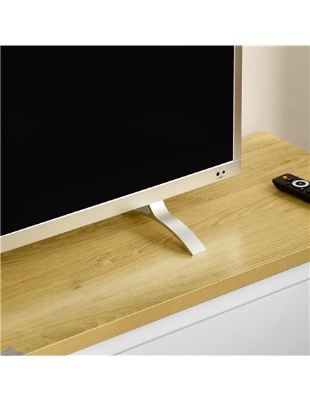 HOMCOM TV Stand, 140cm Modern TV Unit with 2 Cupboards for TVs up to 65 Inches, Wood Entertainment Unit for Living Room, White - pic 22890 | FastDaddyshop