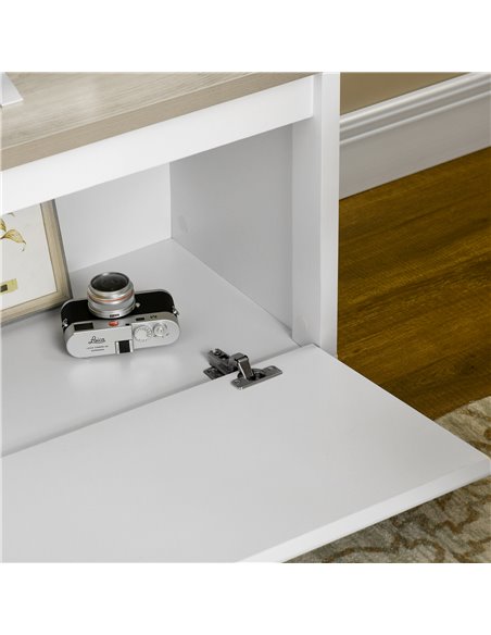 HOMCOM TV Stand, 140cm Modern TV Unit with 2 Cupboards for TVs up to 65 Inches, Wood Entertainment Unit for Living Room, White - pic 22891 | FastDaddyshop