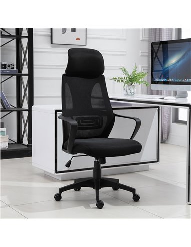 Vinsetto Ergonomic Office Chair with Wheel, High Mesh Back, Adjustable Height, Black