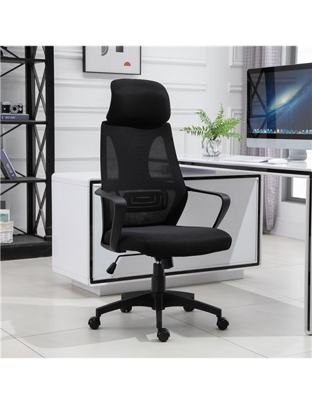 Vinsetto Ergonomic Office Chair with Wheel, High Mesh Back, Adjustable Height, Black - pic 22894 | FastDaddyshop