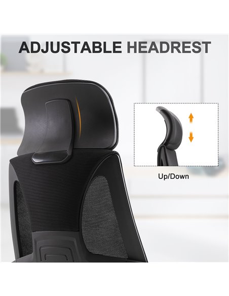 Vinsetto Ergonomic Office Chair with Wheel, High Mesh Back, Adjustable Height, Black - pic 22896 | FastDaddyshop
