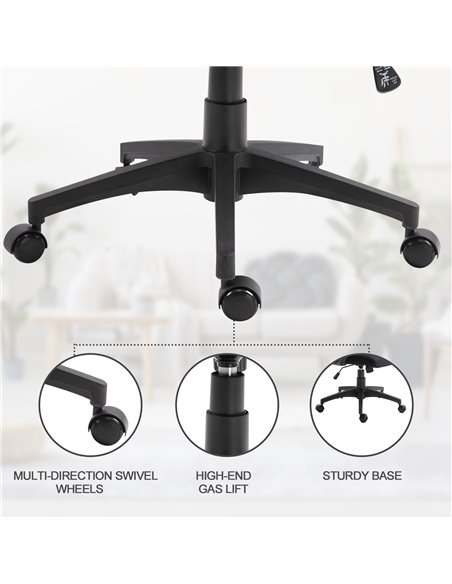 Vinsetto Ergonomic Office Chair w/ Wheel, High Mesh Back, Adjustable Height Home Office Chair - Black - pic 22900 | FastDaddyshop