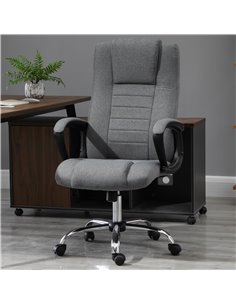 Vinsetto High Back Office Chair with Adjustable Height, Tilt Function, Linen Deep Grey 2