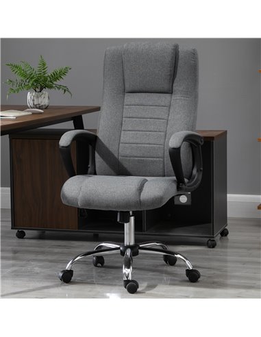 Vinsetto High Back Office Chair with Adjustable Height, Tilt Function, Linen Deep Grey