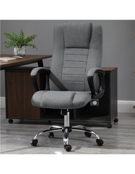 Vinsetto High Back Office Chair with Adjustable Height, Tilt Function, Linen Deep Grey - pic 22903 | FastDaddyshop