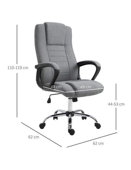 Vinsetto High Back Office Chair with Adjustable Height, Tilt Function, Linen Deep Grey - pic 22904 | FastDaddyshop