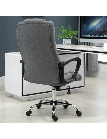 Vinsetto High Back Office Chair 360° Swivel Chair Adjustable Height Tilt Function Linen Deep Grey 62W x 62D x 110-119H cm - pic 22908 | FastDaddyshop