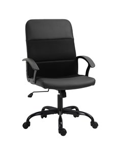 Vinsetto Stylish Office Chair PU Leather & Mesh Panel Blend, Black