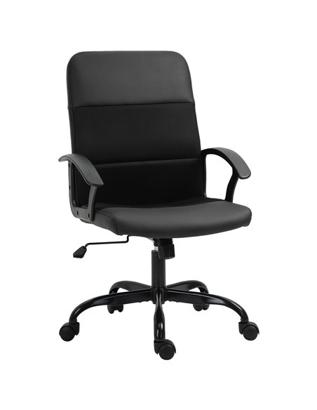 Vinsetto Stylish Office Chair PU Leather & Mesh Panel Blend, Black - pic 22911 | FastDaddyshop