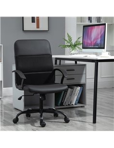Vinsetto Stylish Office Chair PU Leather & Mesh Panel Blend, Black 2