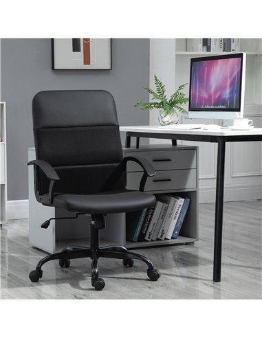 Vinsetto Stylish Office Chair PU Leather & Mesh Panel Blend, Black
