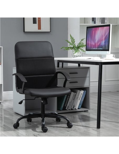 Vinsetto Stylish Office Chair PU Leather & Mesh Panel Blend, Black - pic 22912 | FastDaddyshop