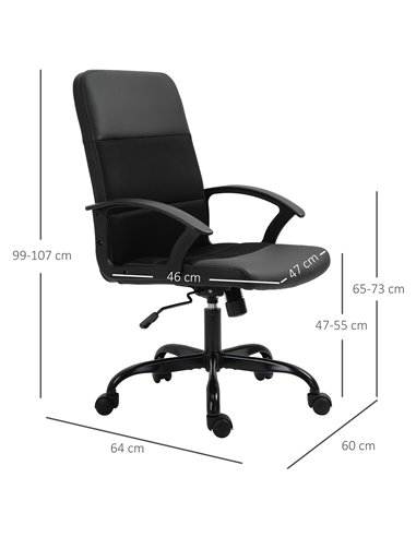 Vinsetto Stylish Office Chair PU Leather & Mesh Panel Blend, Black