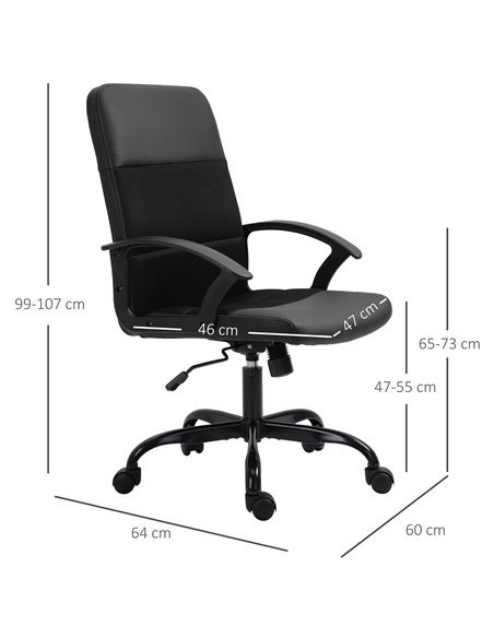 Vinsetto Stylish Office Chair PU Leather & Mesh Panel Blend, Black - pic 22913 | FastDaddyshop