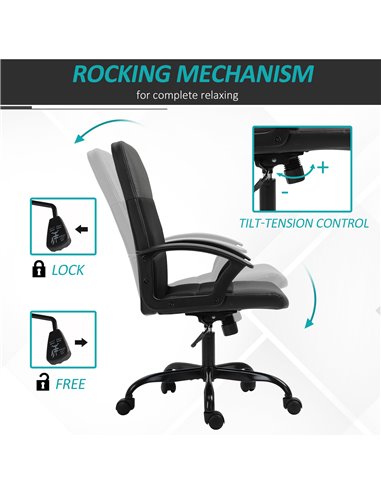 Vinsetto Stylish Office Chair PU Leather & Mesh Panel Blend, Black