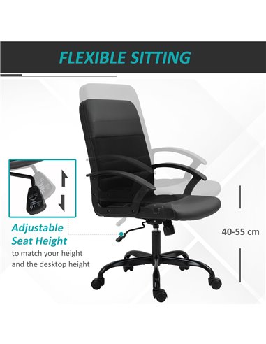 Vinsetto Stylish Office Chair PU Leather & Mesh Panel Blend, Black
