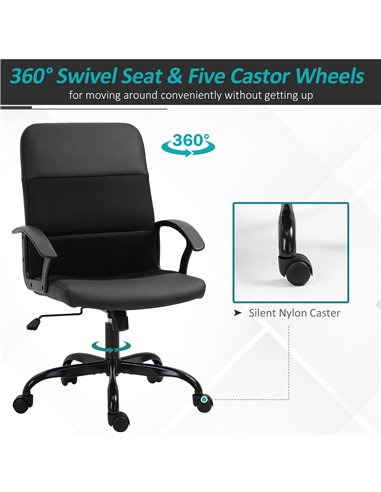Vinsetto Stylish Office Chair PU Leather & Mesh Panel Blend, Black