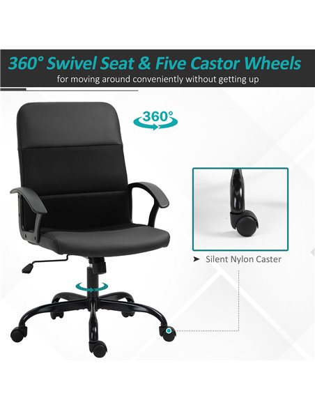 Vinsetto Stylish Office Chair PU Leather & Mesh Panel Blend, Black - pic 22916 | FastDaddyshop