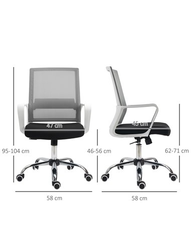 Vinsetto Ergonomic Office Chair, Breathable Mesh Desk Chair with Armrest, Black
