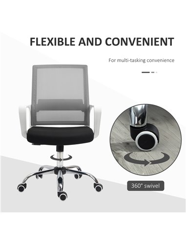 Vinsetto Ergonomic Office Chair Adjustable Height Breathable Mesh Desk Chair w/Armrest and 360° Swivel Castor Wheels Black