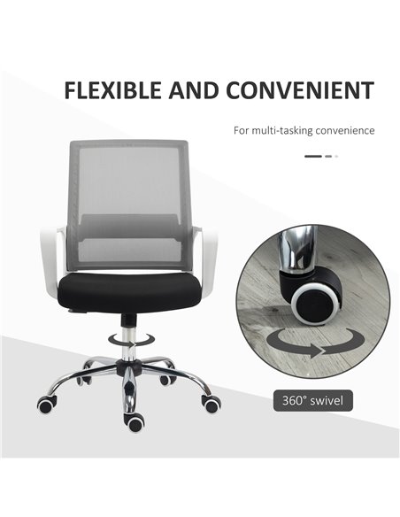 Vinsetto Ergonomic Office Chair Adjustable Height Breathable Mesh Desk Chair w/Armrest and 360° Swivel Castor Wheels Black - pic 22925 | FastDaddyshop