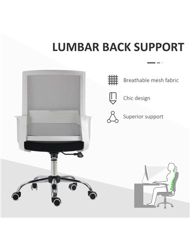 Vinsetto Ergonomic Office Chair Adjustable Height Breathable Mesh Desk Chair w/Armrest and 360° Swivel Castor Wheels Black