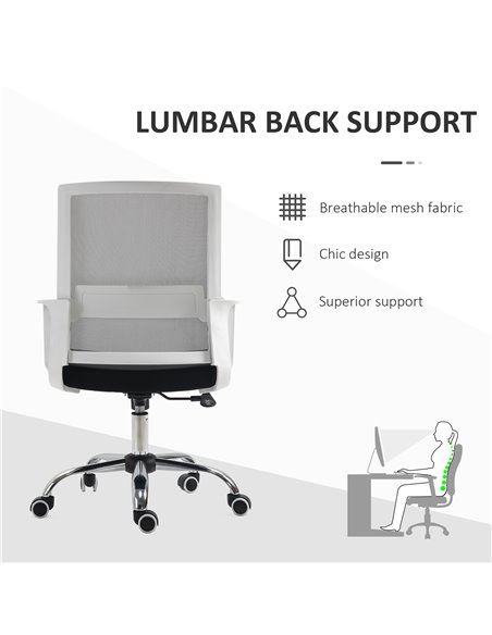 Vinsetto Ergonomic Office Chair Adjustable Height Breathable Mesh Desk Chair w/Armrest and 360° Swivel Castor Wheels Black - pic 22926 | FastDaddyshop