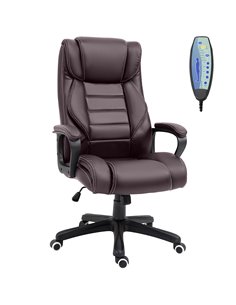 Vinsetto High Back Executive Office Chair with 6- Point Vibration Massage, Brown