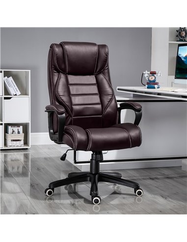 Vinsetto High Back Executive Office Chair with 6- Point Vibration Massage, Brown