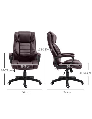 Vinsetto High Back Executive Office Chair with 6- Point Vibration Massage, Brown