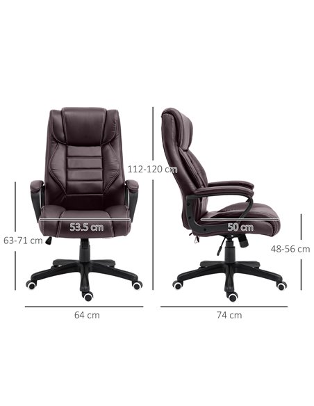 Vinsetto High Back Executive Office Chair with 6- Point Vibration Massage, Brown - pic 22940 | FastDaddyshop