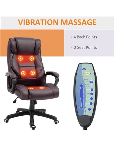 Vinsetto High Back Executive Office Chair with 6- Point Vibration Massage, Brown