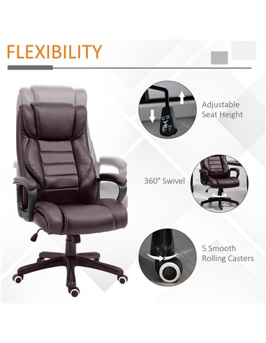 Vinsetto High Back Executive Office Chair 6- Point Vibration Massage Extra Padded Swivel Ergonomic Tilt Desk Seat, Brown