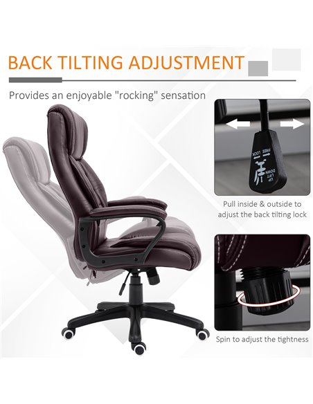 Vinsetto High Back Executive Office Chair 6- Point Vibration Massage Extra Padded Swivel Ergonomic Tilt Desk Seat, Brown - pic 22944 | FastDaddyshop