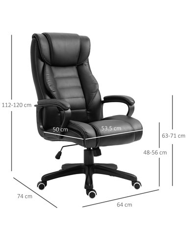 Vinsetto High Back Executive Office Chair with 6- Point Vibration Massage, Black