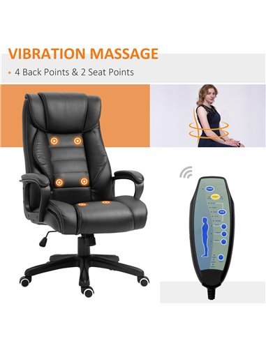 Vinsetto High Back Executive Office Chair with 6- Point Vibration Massage, Black