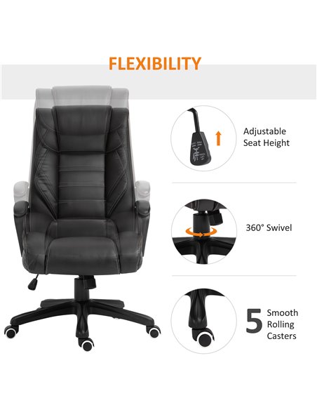 Vinsetto High Back Executive Office Chair 6- Point Vibration Massage Extra Padded Swivel Ergonomic Tilt Desk Seat, Black - pic 22952 | FastDaddyshop