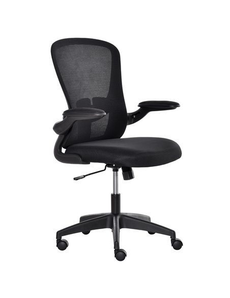 Vinsetto Mesh Office Chair Swivel Task Desk Chair for Home with Lumbar Back Support, Adjustable Height, Flip-Up Arm, Black - pic 22965 | FastDaddyshop