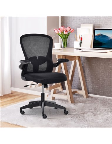 Vinsetto Mesh Office Chair with Lumbar Back Support, Flip-Up Arm, Black
