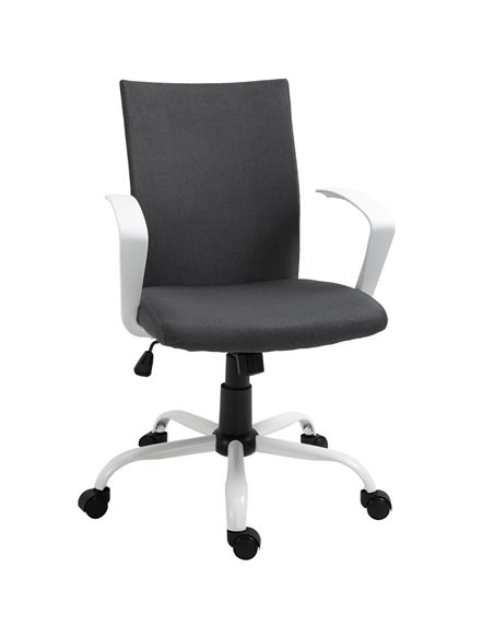 Vinsetto Office Chair Linen Swivel Computer Desk Chair with Wheels, Arm, Charcoal Grey - pic 22974 | FastDaddyshop