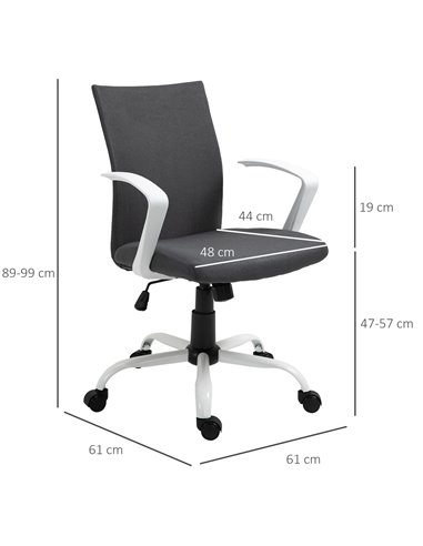 Vinsetto Office Chair Linen Swivel Computer Desk Chair with Wheels, Arm, Charcoal Grey